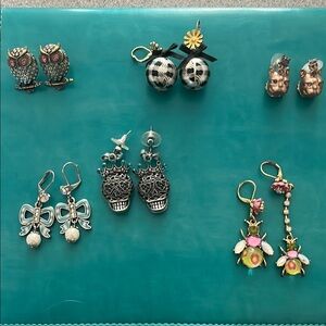 Betsey Johnson Earrings Set with Pink and Silver Accents